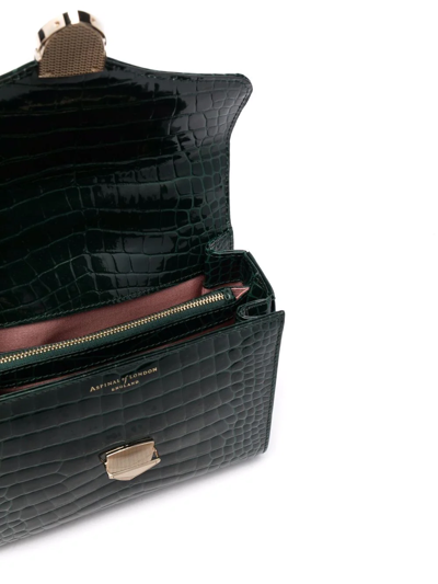 Aspinal Of London Mayfair Midi Crocodile-embossed Bag In Green