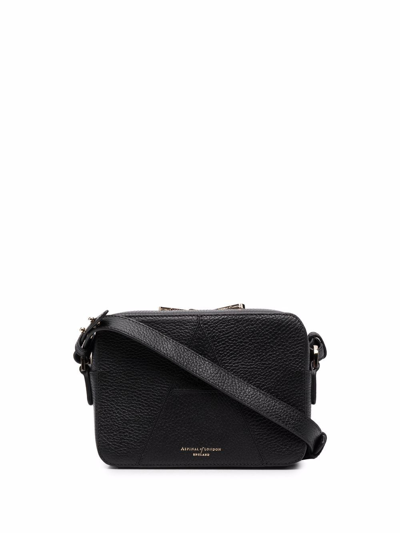 Shop Aspinal Of London A Embroidered-logo Camera Bag In Black