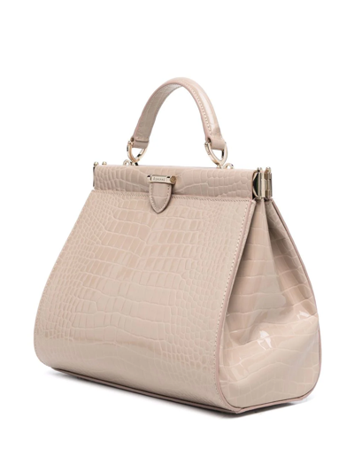 Shop Aspinal Of London Florence Small Crocodile-embossed Bag In Neutrals