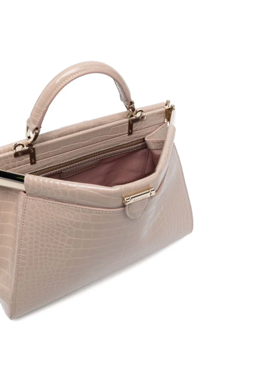 Shop Aspinal Of London Florence Small Crocodile-embossed Bag In Neutrals