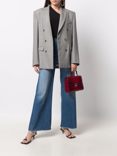 Aspinal Of London Womens Cherry Mayfair Midi Crocodile-embossed Leather Top-handle Bag In Burgundy