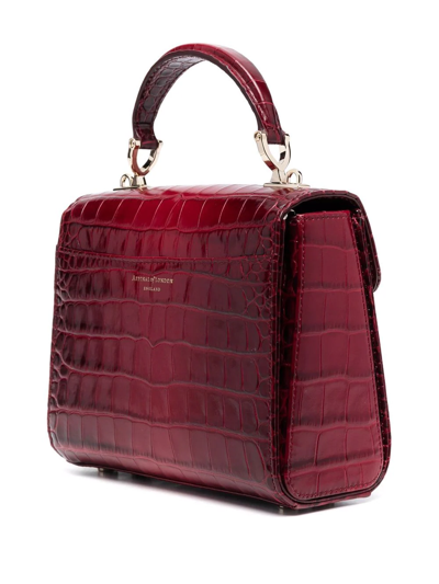 Aspinal Of London Womens Cherry Mayfair Midi Crocodile-embossed Leather Top-handle Bag In Burgundy