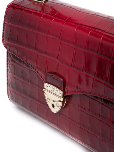 Aspinal Of London Womens Cherry Mayfair Midi Crocodile-embossed Leather Top-handle Bag In Burgundy