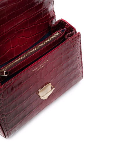 Aspinal Of London Womens Cherry Mayfair Midi Crocodile-embossed Leather Top-handle Bag In Burgundy