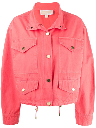 Shop Michael Michael Kors Flap-pockets Drawstring Jacket In Pink