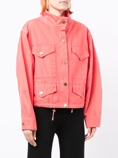 Shop Michael Michael Kors Flap-pockets Drawstring Jacket In Pink