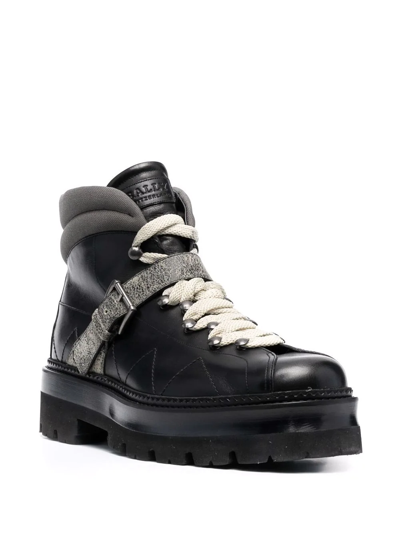 Shop Bally Lace-up Leather Boots In Black