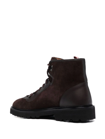Shop Bally Lace-up Suede Boots In Brown