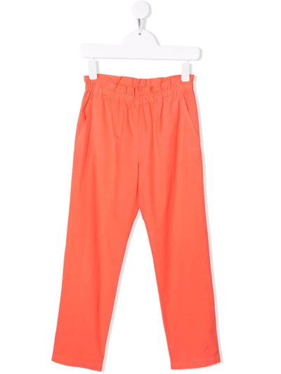 Shop Bonpoint Elasticated-waist Poplin Trousers In Orange