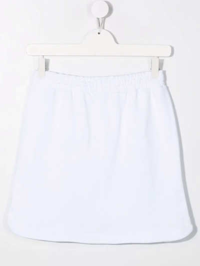 Shop Msgm Teen Logo-print Skirt In White