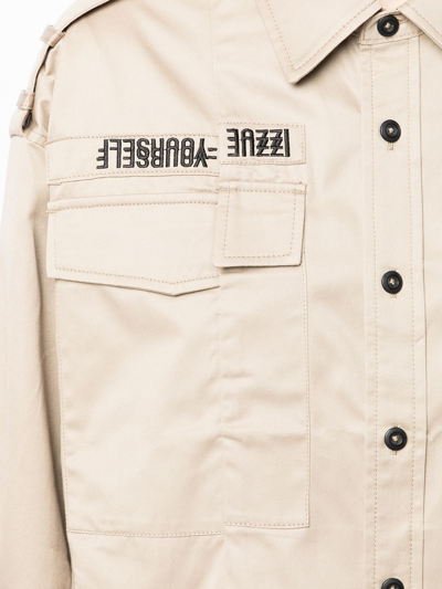 Shop Izzue Logo-embroidered Cotton Shirt In Brown