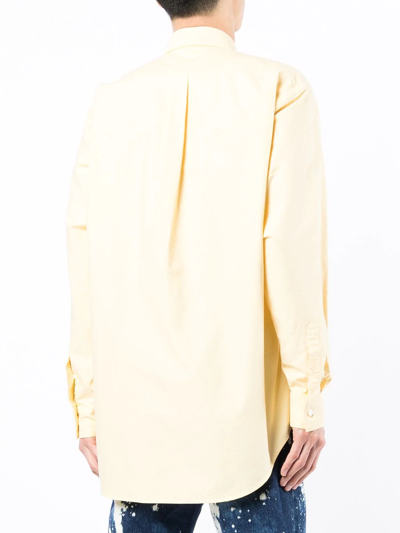 Shop Doublet Lettuce-detail Long-sleeve Shirt In Yellow