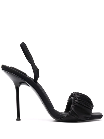 Shop Alexander Wang Julie Scrunchie 120mm Slingback Sandals In Black