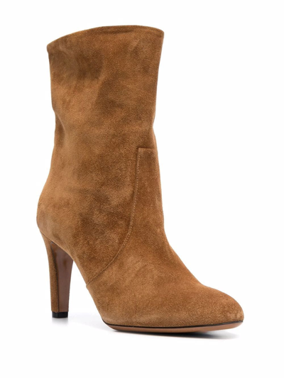 Shop Bally Heeled Suede Boots In Brown