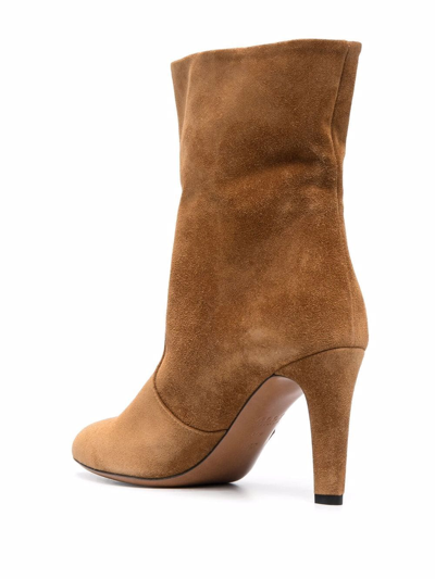 Shop Bally Heeled Suede Boots In Brown