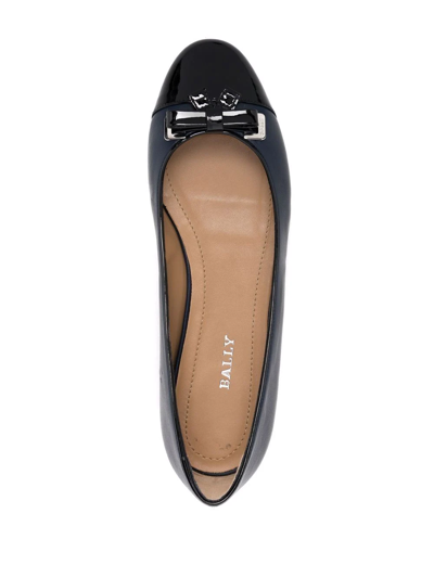 Shop Bally Bow-detail Leather Ballerina Shoes In Blue