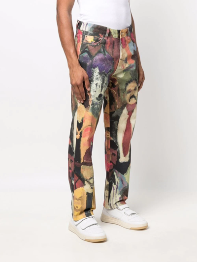 KIDSUPER PAINTERLY-PRINT STRAIGHT-LEG TROUSERS 