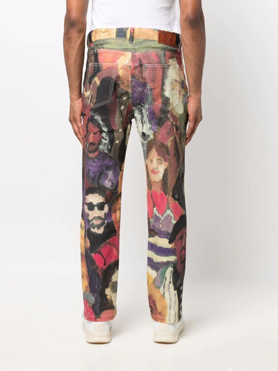 KIDSUPER PAINTERLY-PRINT STRAIGHT-LEG TROUSERS 