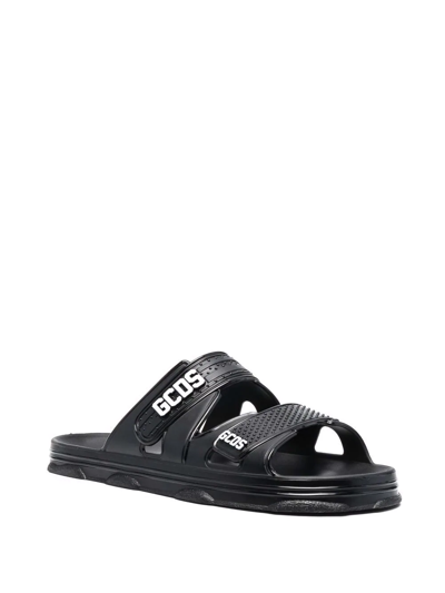 Shop Gcds Logo-strap Sandals In Black