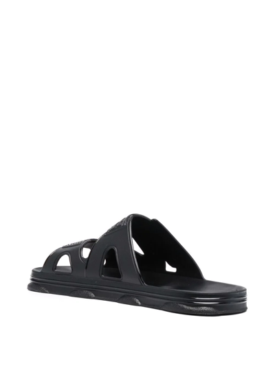 Shop Gcds Logo-strap Sandals In Black