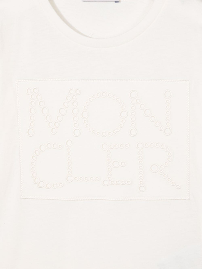 Shop Moncler Embroidered Logo Short-sleeve T-shirt In White