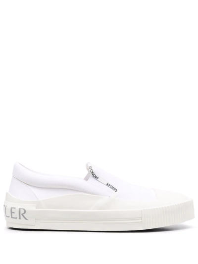 Shop Moncler Logo Trimmed Slip-on Sneakers In White