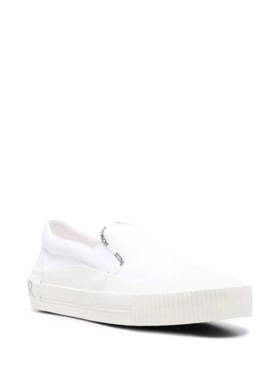 Shop Moncler Logo Trimmed Slip-on Sneakers In White