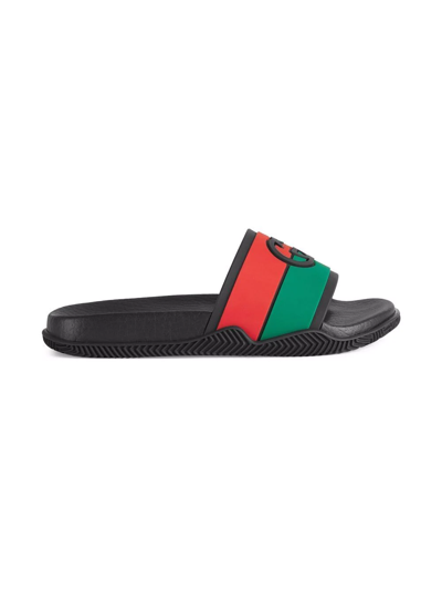 Shop Gucci Web-detailing Slides In Black