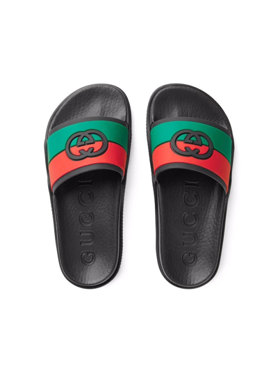 Shop Gucci Web-detailing Slides In Black