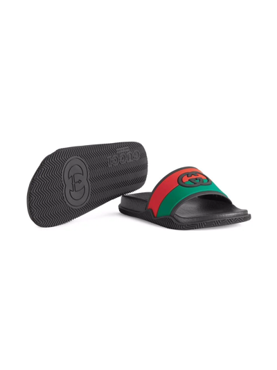 Shop Gucci Web-detailing Slides In Black