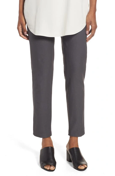 Shop Eileen Fisher Stretch Crepe Slim Ankle Pants In Bark