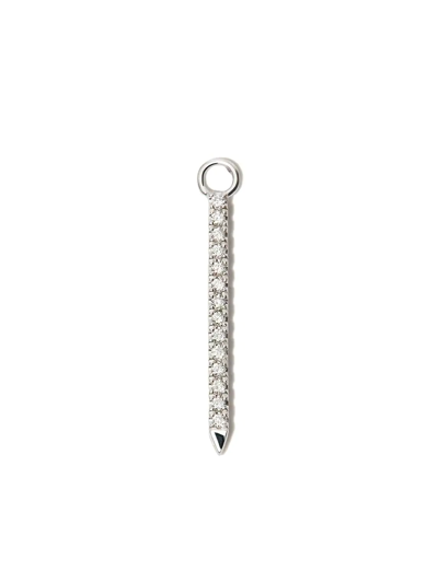 Shop Maria Tash 18kt White Gold Eternity Bar Sapphire And Diamond Charm In Silver