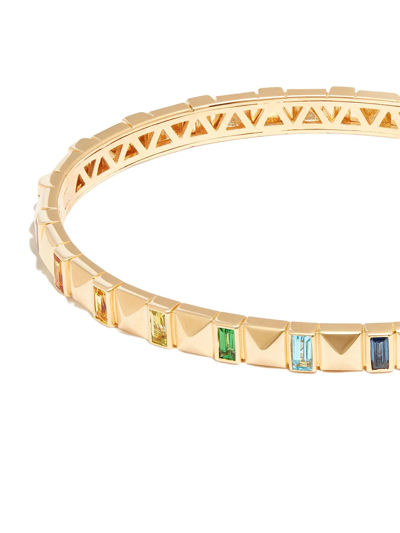 Harwell Godfrey 18kt Yellow Gold Pyramid Stud Sapphire Bangle Bracelet In Gold