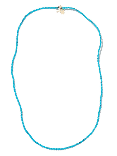 Luis Morais 14k Yellow Gold Hamsa Beaded Turquoise 20 Inch Necklace In Gold