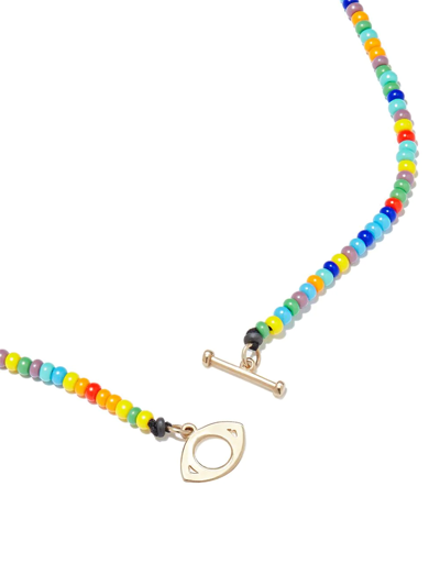 Shop Luis Morais 14kt Yellow Gold Evil Eye Beaded Necklace