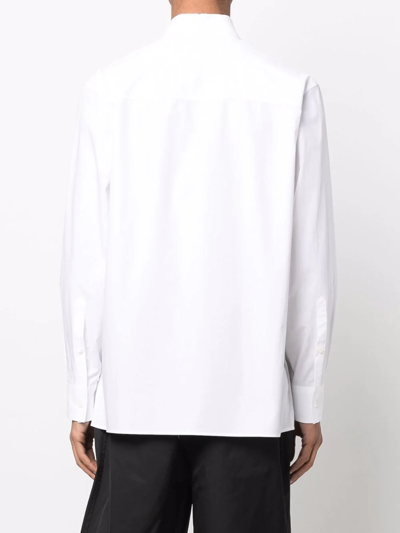 Shop Valentino Bow-detail Cotton Long-sleeve Shirt In Weiss