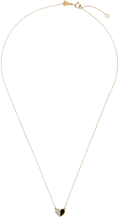 Shop Adina Reyter Gold Ceramic Pavé Folded Heart Necklace In Gold/onyx