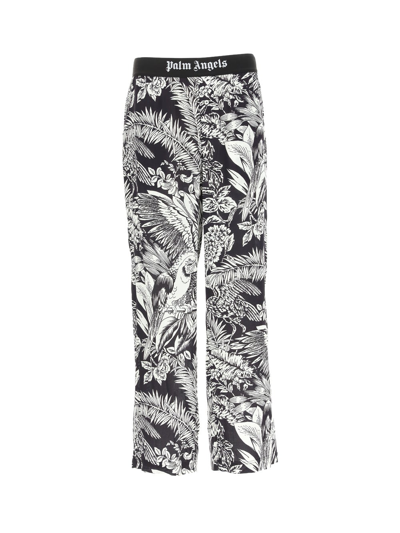 Shop Palm Angels Trousers In Black White