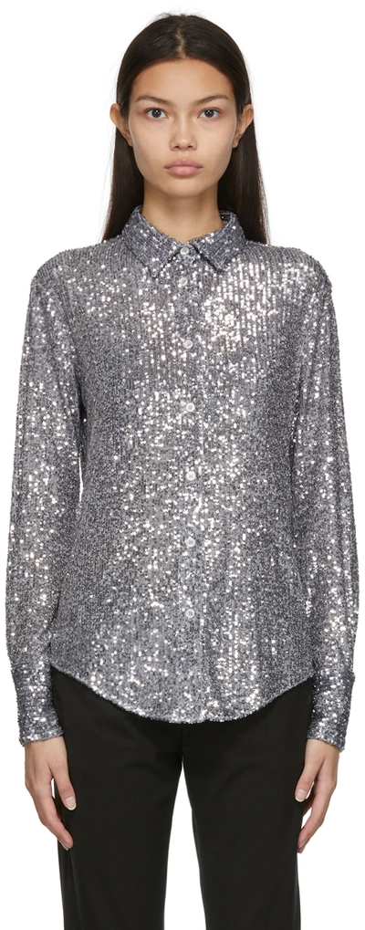 Shop Tom Ford Grey All-over Sequins Shirt In Ig280 Light Grey