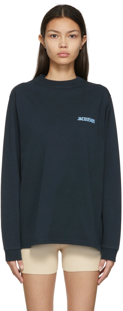 Shop Jacquemus Navy 'le T-shirt Gelo' Long Sleeve T-shirt In 3be Print Ice Jacque