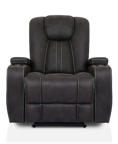 Shop Furniture Of America Bielak Upholstered Recliner In Dark Gray