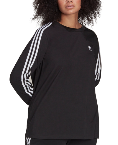 Shop Adidas Originals Originals Plus Size Adicolor Classics Long-sleeve T-shirt In Black