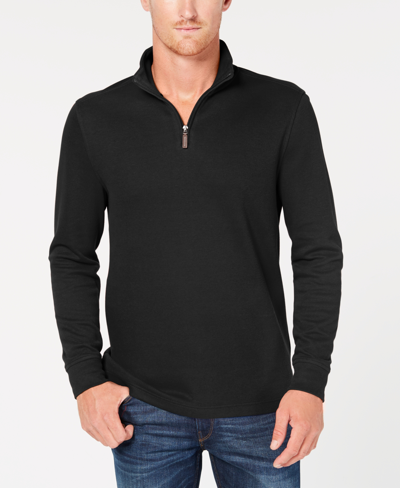 Shop Club Room Men's Quarter-zip French Rib Pullover, Created For Macy's In Black