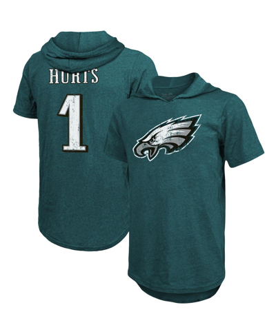 Shop Majestic Men's  Threads Jalen Hurts Midnight Green Philadelphia Eagles Name And Number Tri-blend Hood