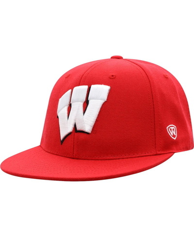 Shop Top Of The World Men's  Red Wisconsin Badgers Team Color Fitted Hat