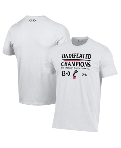 Shop Under Armour Men's  White Cincinnati Bearcats 2021 Aac Football Conference Champions Undefeated T-shi