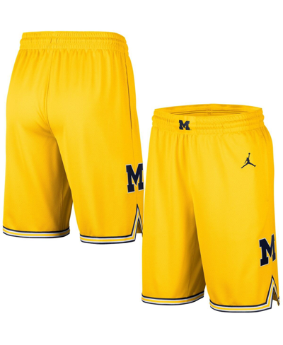 Shop Jordan Men's  Maize Michigan Wolverines Replica Team Basketball Shorts