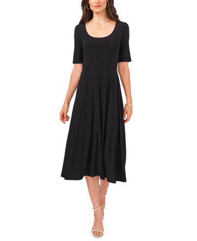 Shop Msk Petite Scoop-neck Midi Dress In Black