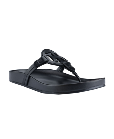 Shop Tommy Hilfiger Women's Relina Footbed Sandals In Black