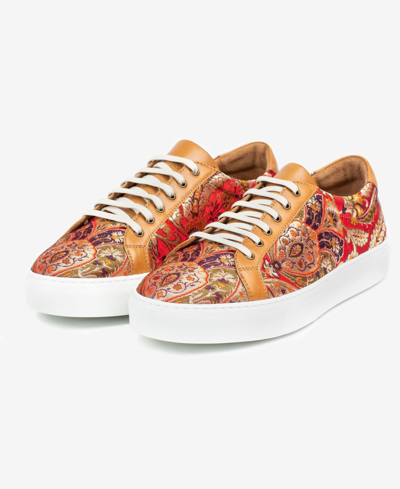 Shop Taft Men's Jack Handcrafted Leather And Water-repellent Sneakers In Red Paisley